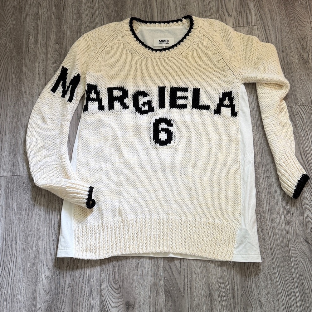 Maison Martin Margiela Black and Cream Knit Sweater